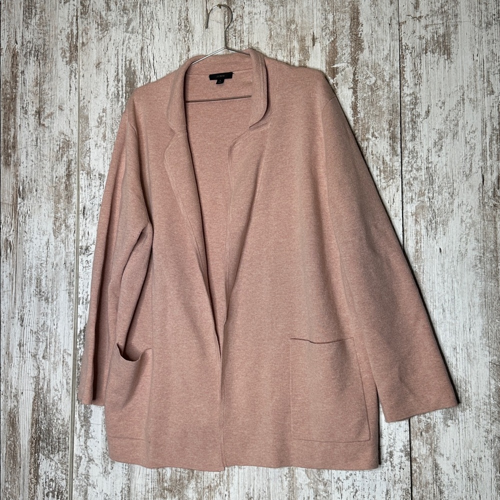 J.Crew Eloise Sweater-Blazer Women’s Size L Blush Pink Merino Wool Blend - Picture 4 of 10